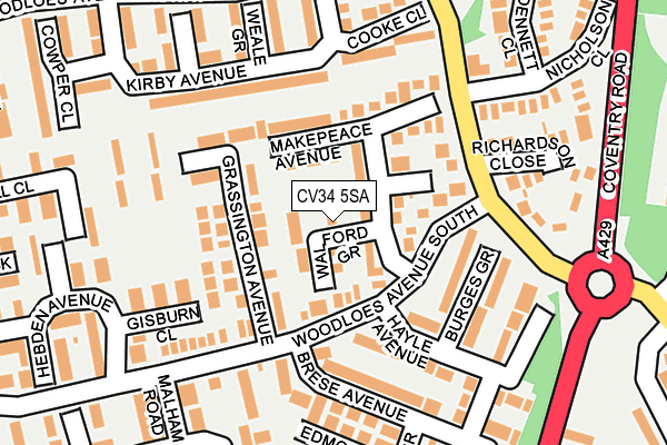 CV34 5SA map - OS OpenMap – Local (Ordnance Survey)