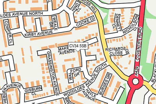 CV34 5SB map - OS OpenMap – Local (Ordnance Survey)