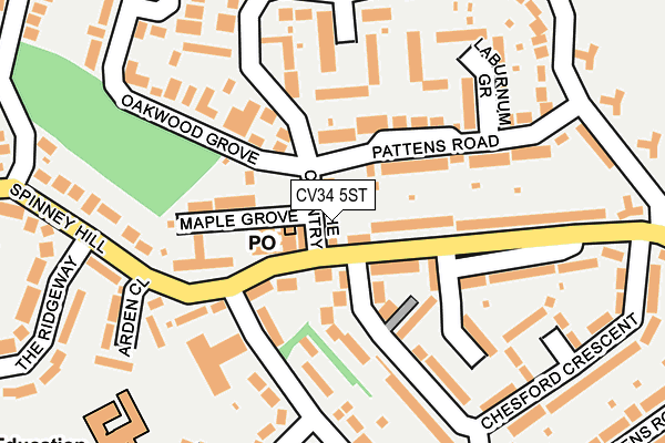 CV34 5ST map - OS OpenMap – Local (Ordnance Survey)