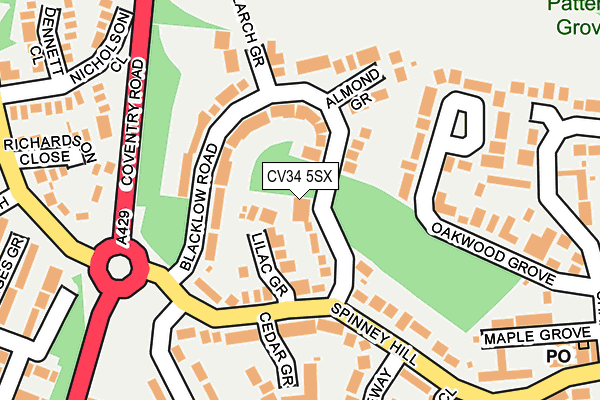 CV34 5SX map - OS OpenMap – Local (Ordnance Survey)