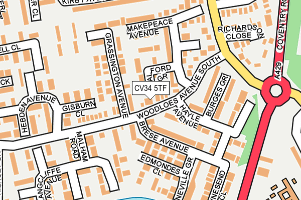 CV34 5TF map - OS OpenMap – Local (Ordnance Survey)