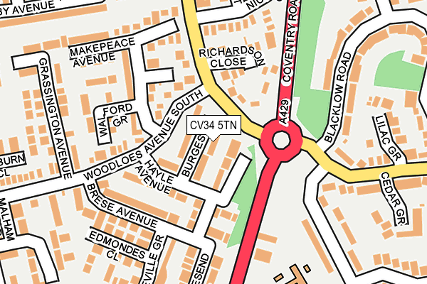 CV34 5TN map - OS OpenMap – Local (Ordnance Survey)