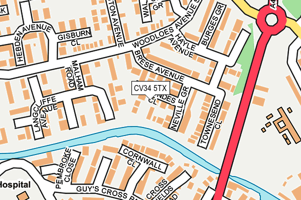 CV34 5TX map - OS OpenMap – Local (Ordnance Survey)