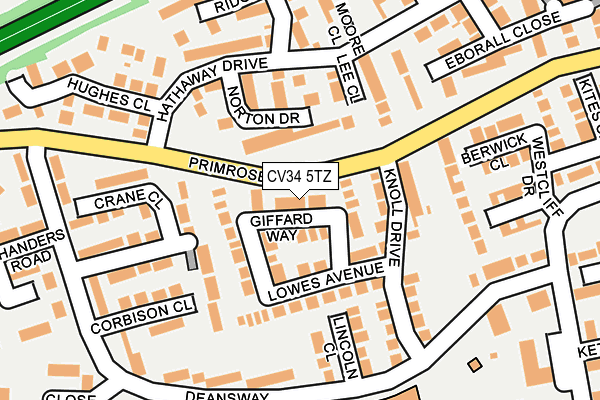 CV34 5TZ map - OS OpenMap – Local (Ordnance Survey)