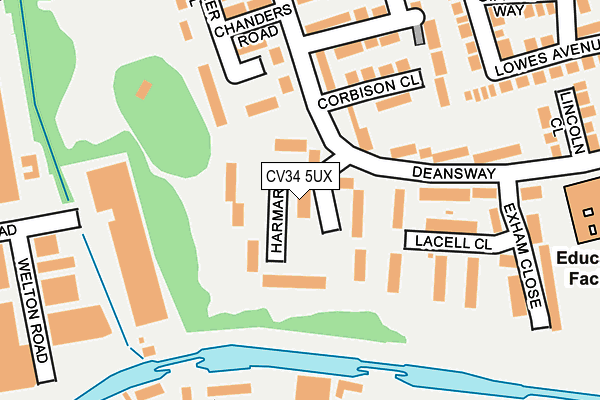 CV34 5UX map - OS OpenMap – Local (Ordnance Survey)