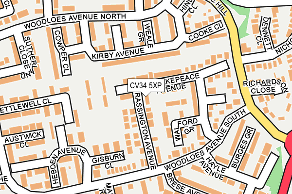 CV34 5XP map - OS OpenMap – Local (Ordnance Survey)