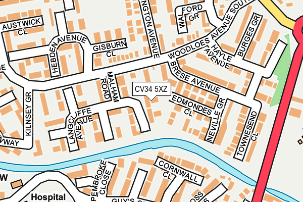 CV34 5XZ map - OS OpenMap – Local (Ordnance Survey)