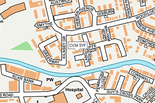 CV34 5YF map - OS OpenMap – Local (Ordnance Survey)