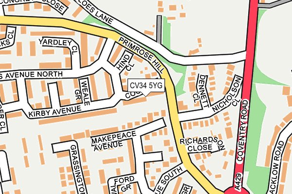 CV34 5YG map - OS OpenMap – Local (Ordnance Survey)