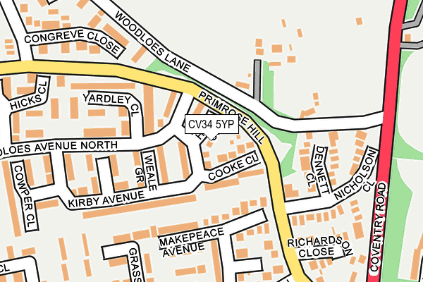 CV34 5YP map - OS OpenMap – Local (Ordnance Survey)