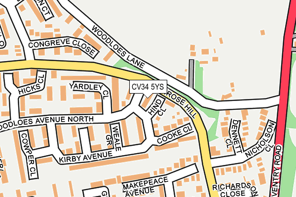 CV34 5YS map - OS OpenMap – Local (Ordnance Survey)