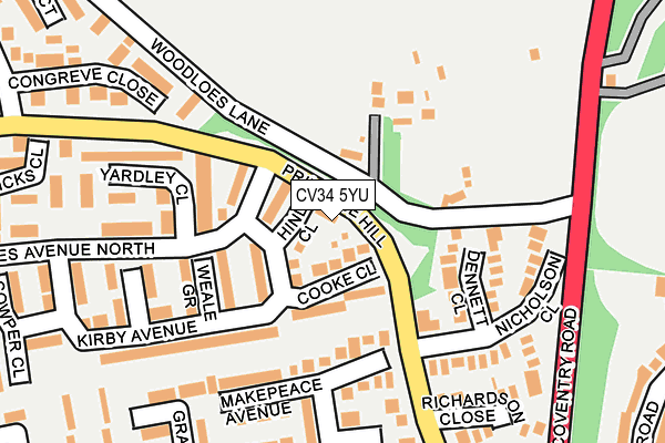 CV34 5YU map - OS OpenMap – Local (Ordnance Survey)