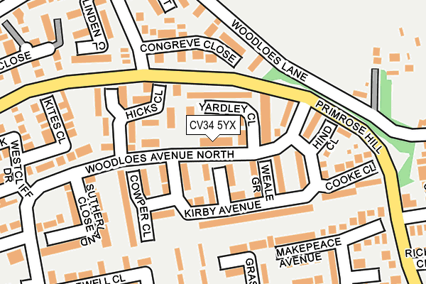 CV34 5YX map - OS OpenMap – Local (Ordnance Survey)