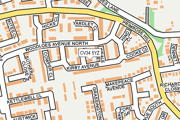 CV34 5YZ map - OS OpenMap – Local (Ordnance Survey)