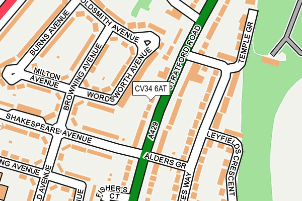 CV34 6AT map - OS OpenMap – Local (Ordnance Survey)
