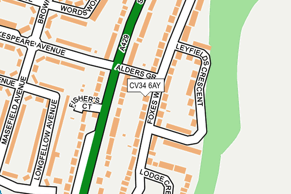 CV34 6AY map - OS OpenMap – Local (Ordnance Survey)