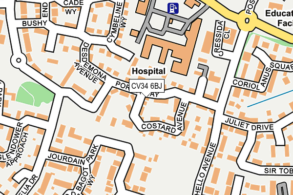 CV34 6BJ map - OS OpenMap – Local (Ordnance Survey)