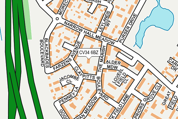 CV34 6BZ map - OS OpenMap – Local (Ordnance Survey)