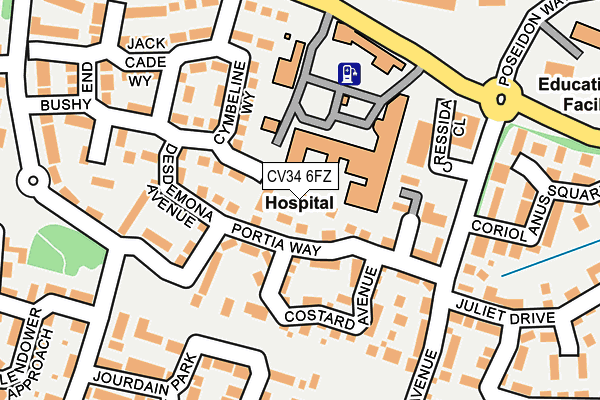 CV34 6FZ map - OS OpenMap – Local (Ordnance Survey)