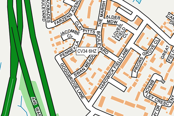 CV34 6HZ map - OS OpenMap – Local (Ordnance Survey)