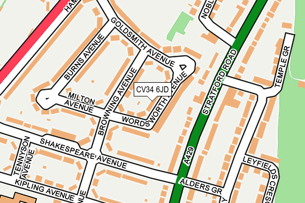 CV34 6JD map - OS OpenMap – Local (Ordnance Survey)