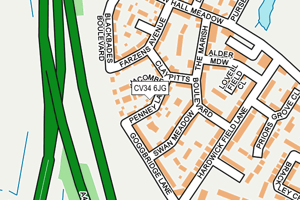CV34 6JG map - OS OpenMap – Local (Ordnance Survey)