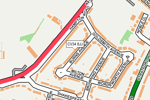 CV34 6JJ map - OS OpenMap – Local (Ordnance Survey)