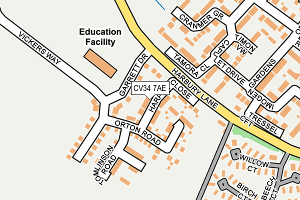 CV34 7AE map - OS OpenMap – Local (Ordnance Survey)