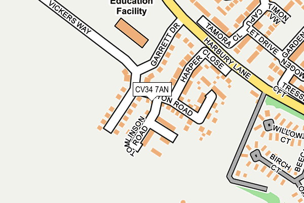CV34 7AN map - OS OpenMap – Local (Ordnance Survey)