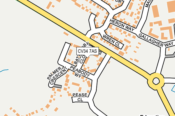 CV34 7AS map - OS OpenMap – Local (Ordnance Survey)