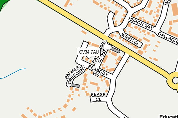 CV34 7AU map - OS OpenMap – Local (Ordnance Survey)