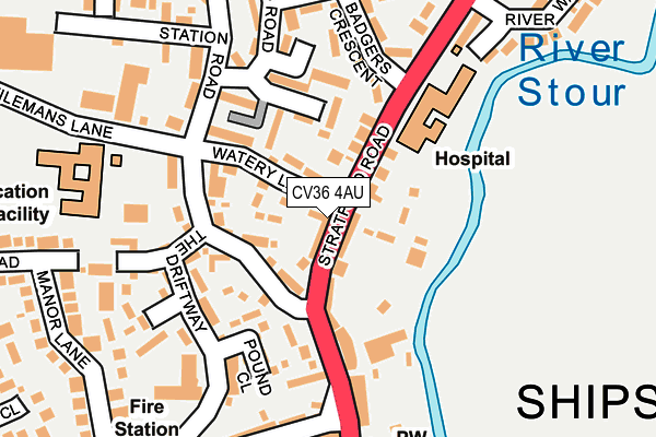 CV36 4AU map - OS OpenMap – Local (Ordnance Survey)