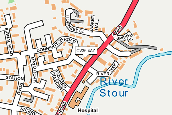 CV36 4AZ map - OS OpenMap – Local (Ordnance Survey)