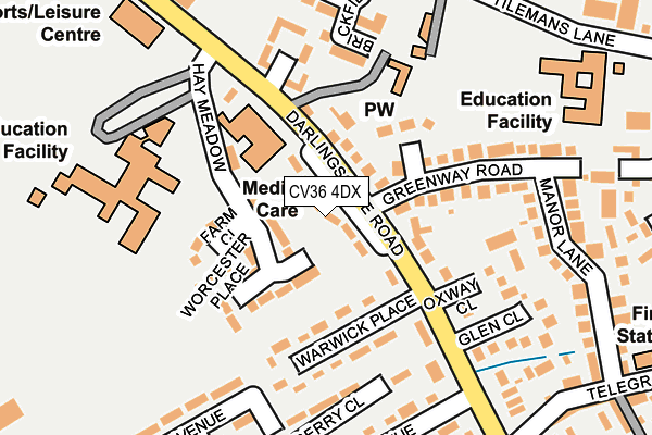 CV36 4DX map - OS OpenMap – Local (Ordnance Survey)