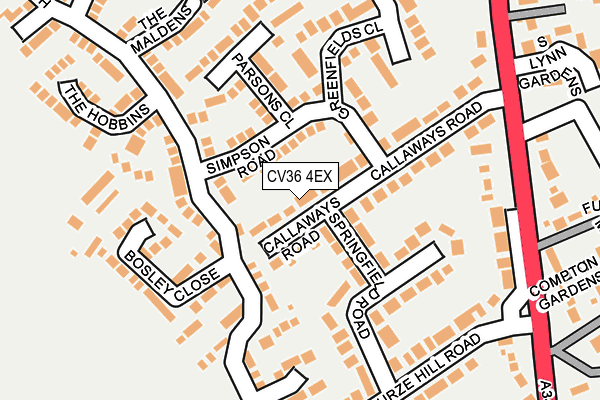 CV36 4EX map - OS OpenMap – Local (Ordnance Survey)