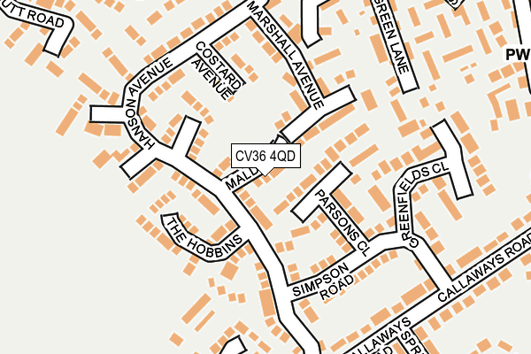 CV36 4QD map - OS OpenMap – Local (Ordnance Survey)