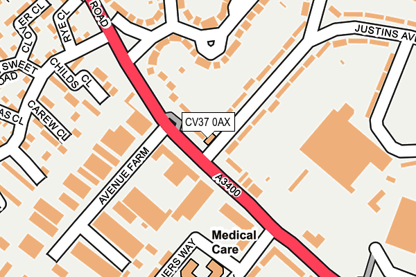 CV37 0AX map - OS OpenMap – Local (Ordnance Survey)