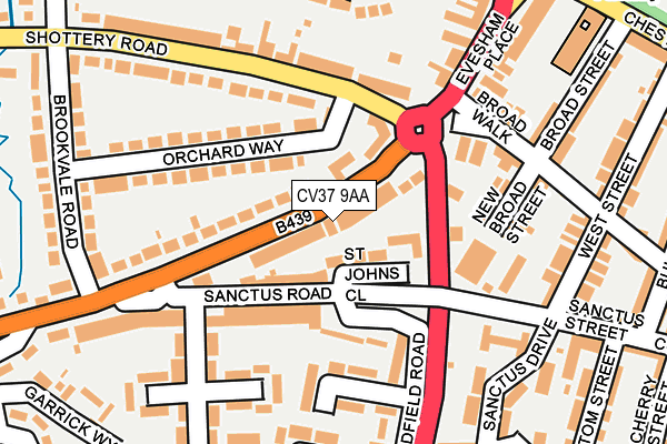 CV37 9AA map - OS OpenMap – Local (Ordnance Survey)