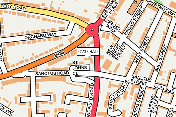 CV37 9AD map - OS OpenMap – Local (Ordnance Survey)