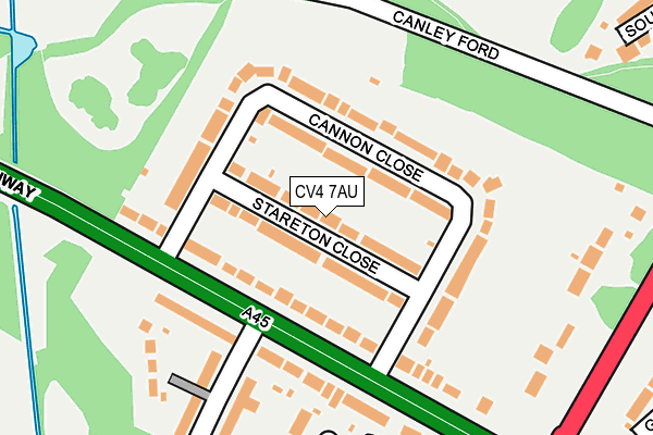 CV4 7AU map - OS OpenMap – Local (Ordnance Survey)