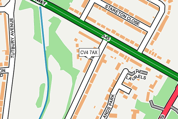 CV4 7AX map - OS OpenMap – Local (Ordnance Survey)