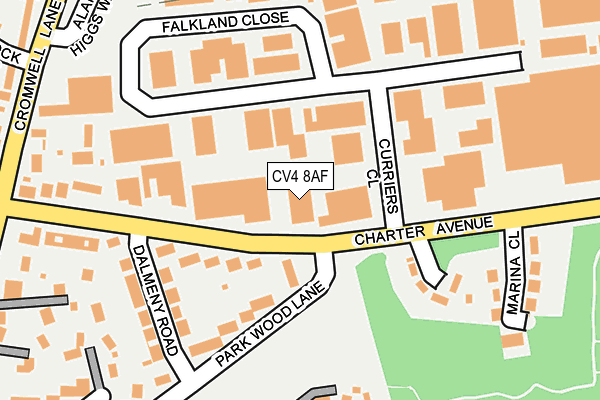 CV4 8AF map - OS OpenMap – Local (Ordnance Survey)