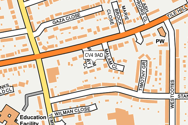 CV4 9AD map - OS OpenMap – Local (Ordnance Survey)
