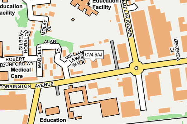 CV4 9AJ map - OS OpenMap – Local (Ordnance Survey)