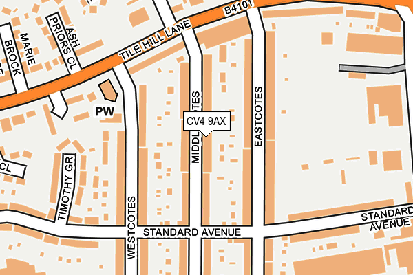 CV4 9AX map - OS OpenMap – Local (Ordnance Survey)
