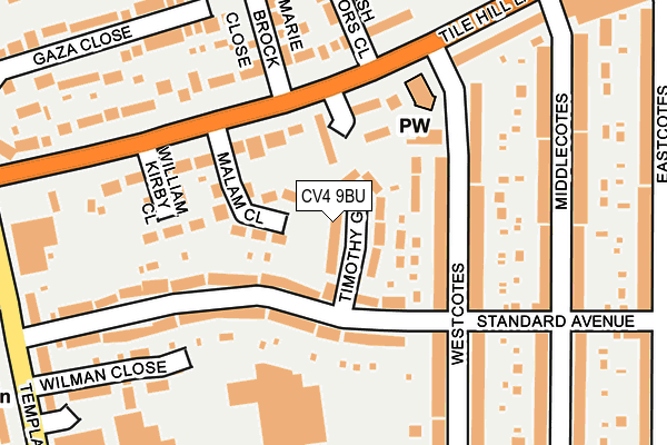 CV4 9BU map - OS OpenMap – Local (Ordnance Survey)