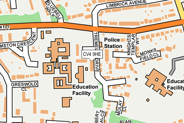 CV4 9HE map - OS OpenMap – Local (Ordnance Survey)
