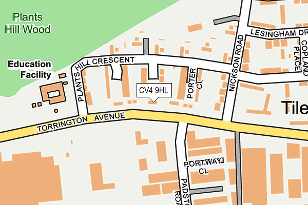 CV4 9HL map - OS OpenMap – Local (Ordnance Survey)