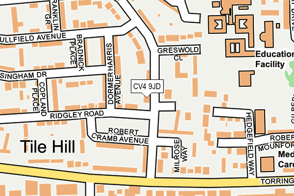 CV4 9JD map - OS OpenMap – Local (Ordnance Survey)