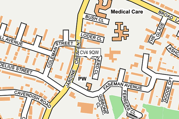 CV4 9QW map - OS OpenMap – Local (Ordnance Survey)
